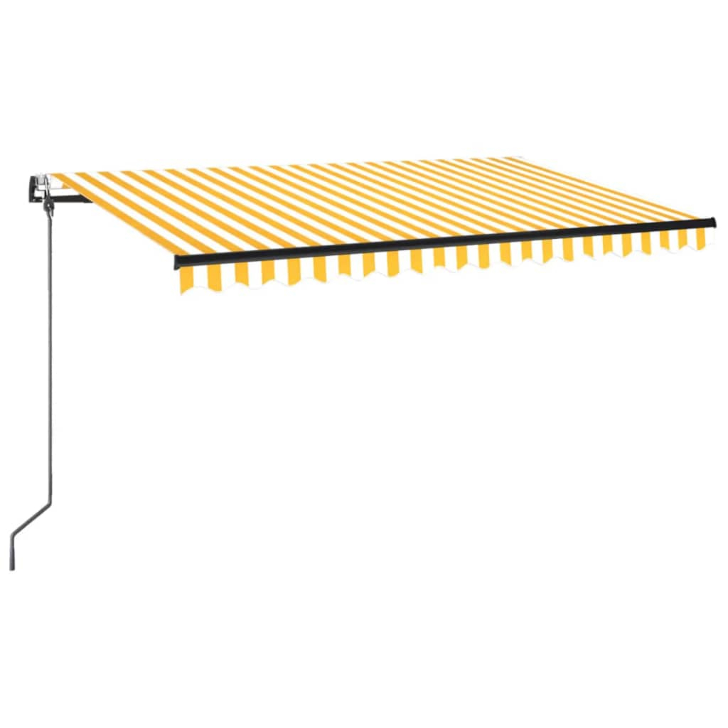 Toldo automático LED e sensor de vento 400x350cm amarelo/branco