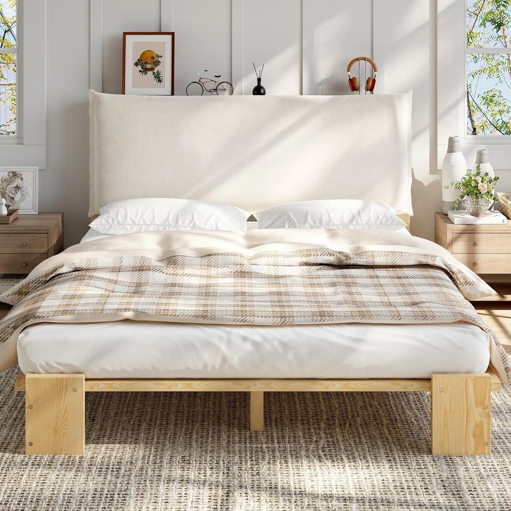 Cama acolchoada infantil 140x200cm madeira pinho natural
