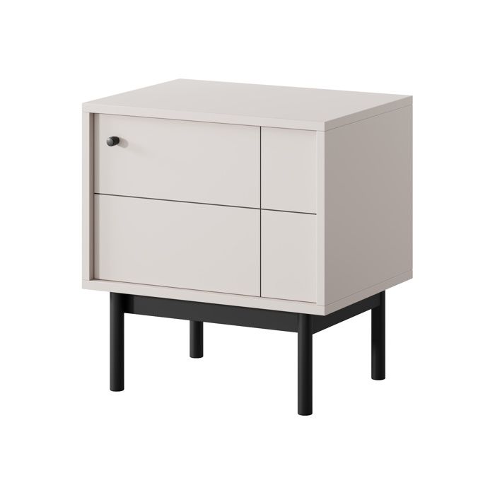 Mesa de cabeceira - 3xe living - cashmere - pés de metal preto - painéis la