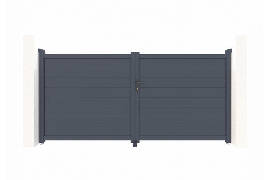 Portão giratório ajustável eiger h.140cm em alumínio cinza, 3m de largura