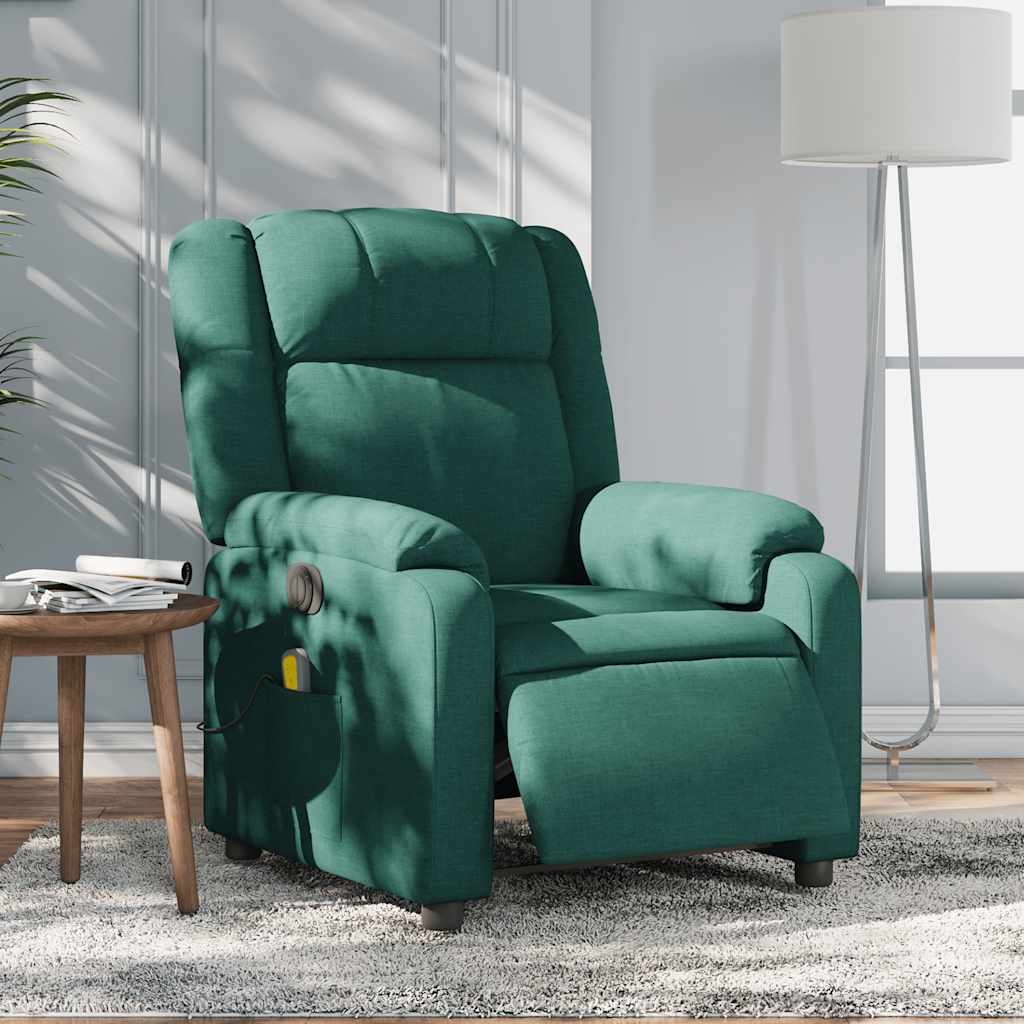 Poltrona reclinável de massagens elétrica tecido verde-escuro ewg4323