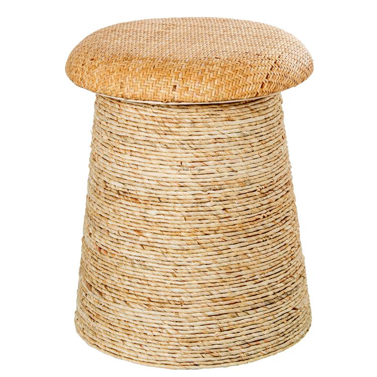 Banqueta de vime com assento acolchoado