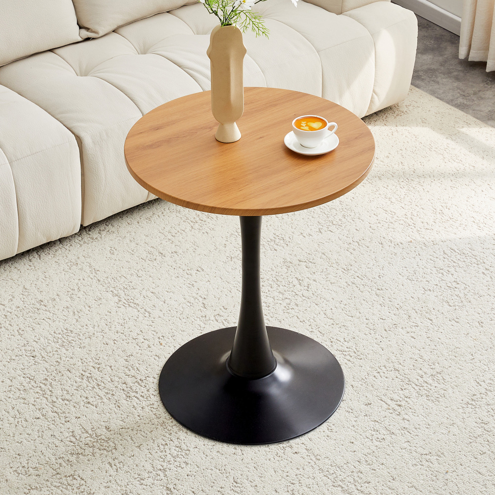 Mesa auxiliar redonda mdf metal preto 72x60x60cm