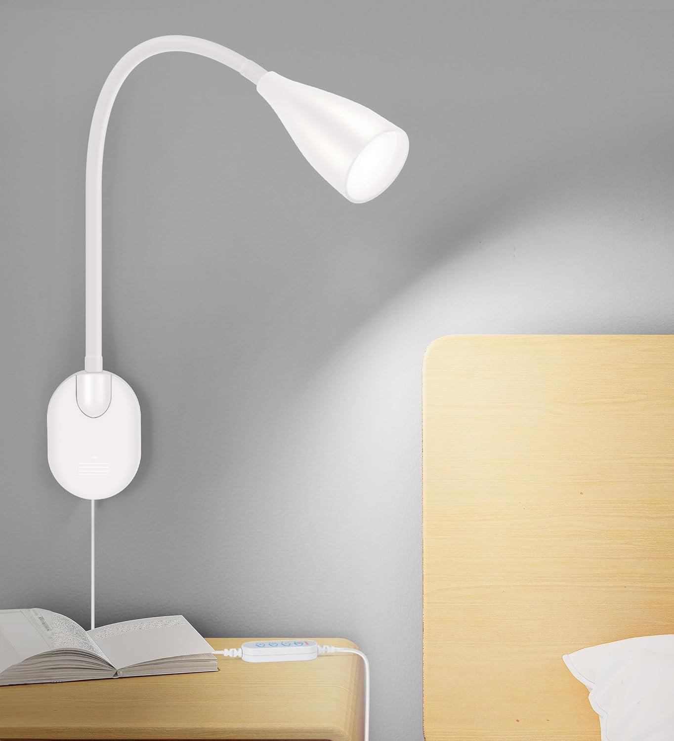 Luminária de leitura de parede multicor usb regulável branco