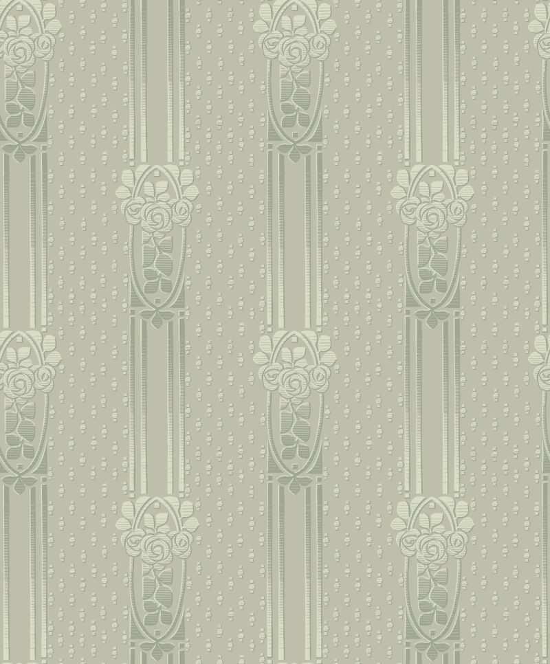 Papel de parede flores vintage em estilo art nouveau verde acinzentado