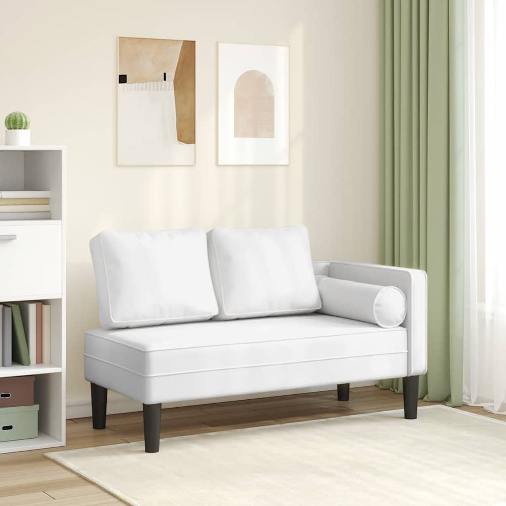 Chaise longue com almofadões couro artificial branco wf369913