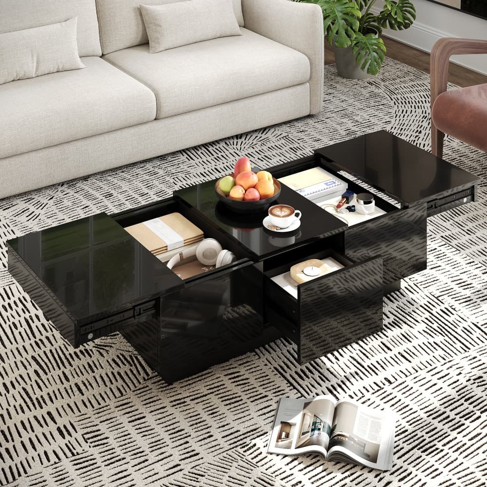 Mesa de centro com 2 gavetas preto 50x100x31cm