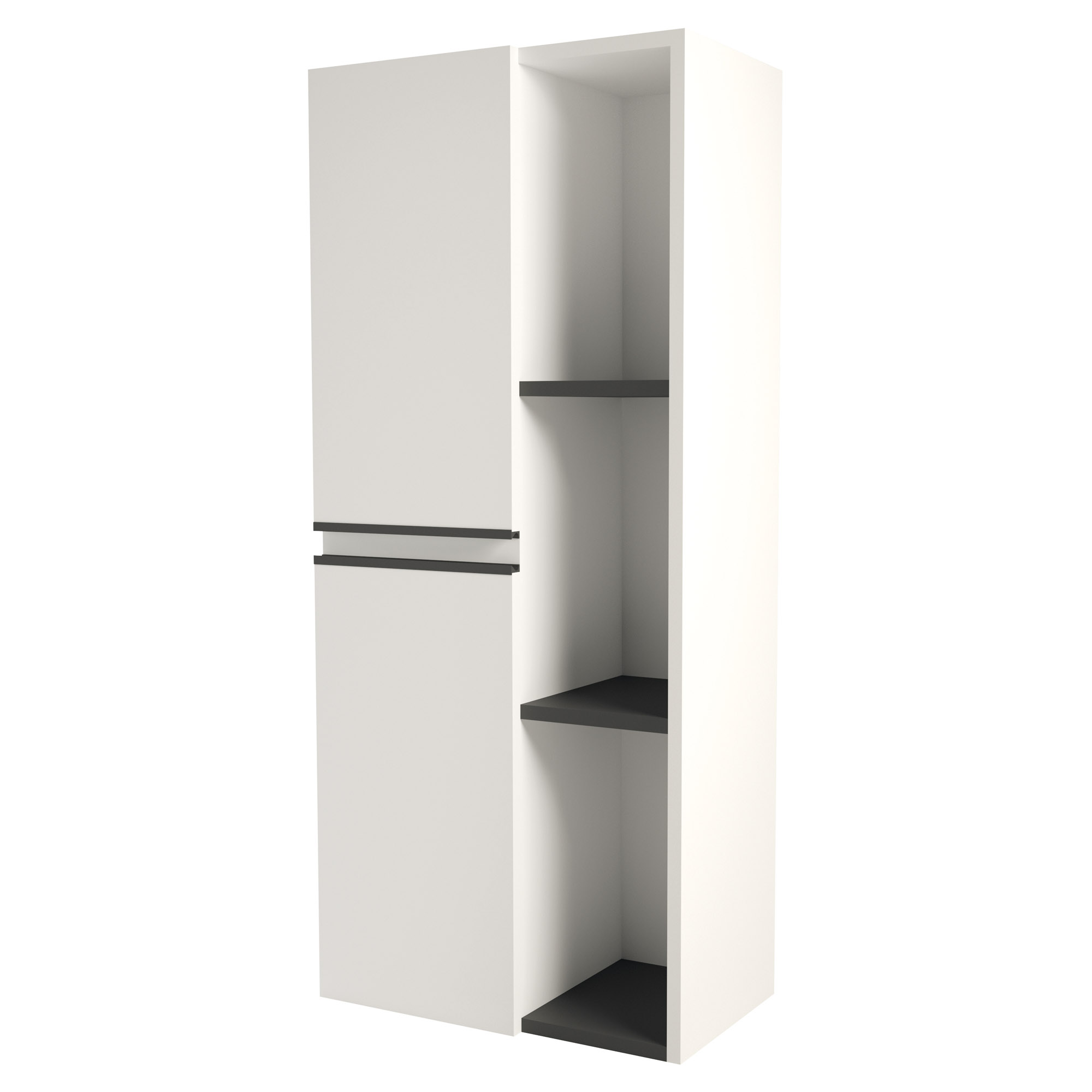 Coluna de banho suspensa ebene - 52 cm - acabamento branco - 2 portas
