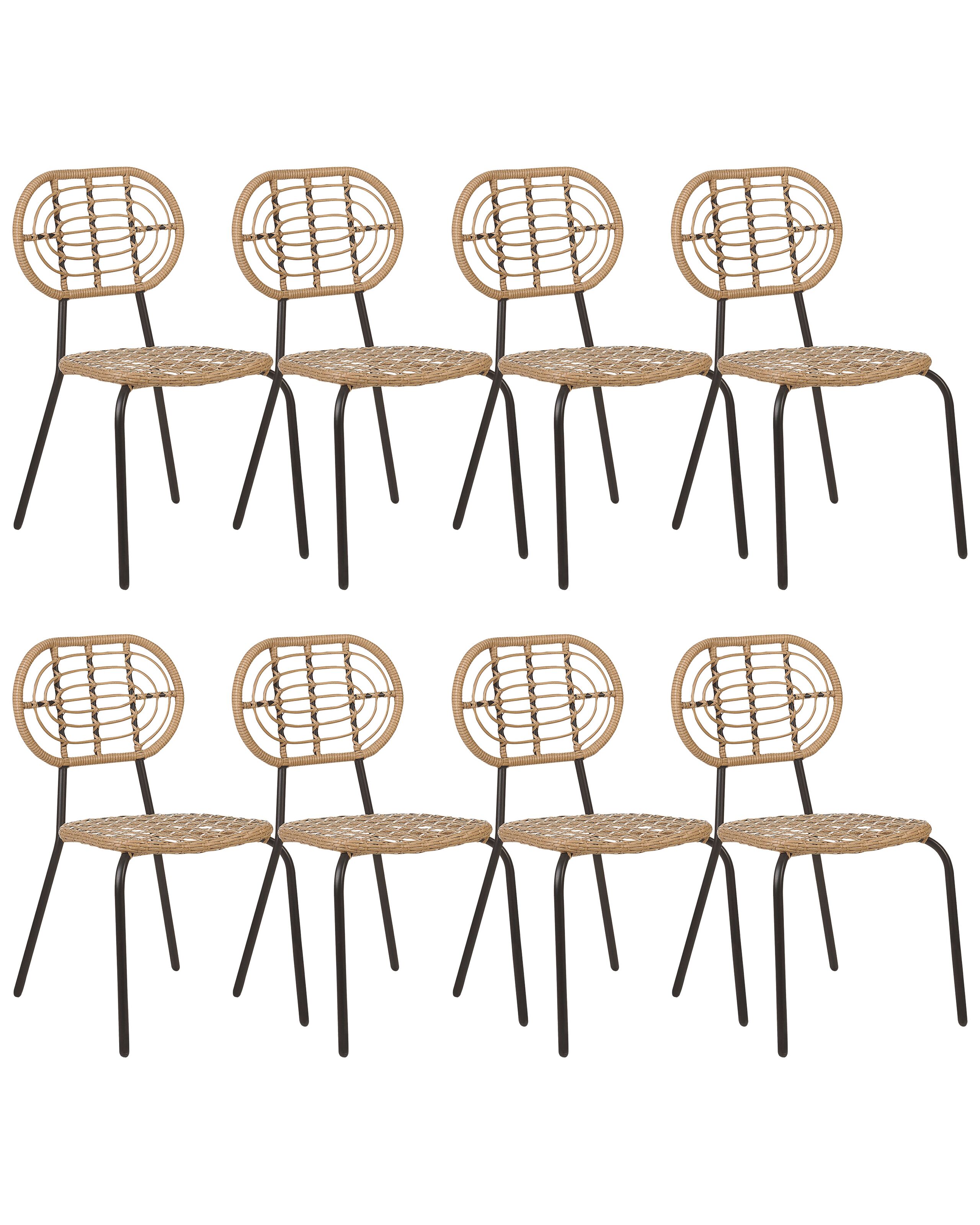 Conjunto de 8 cadeiras pratello rattan sintético natural