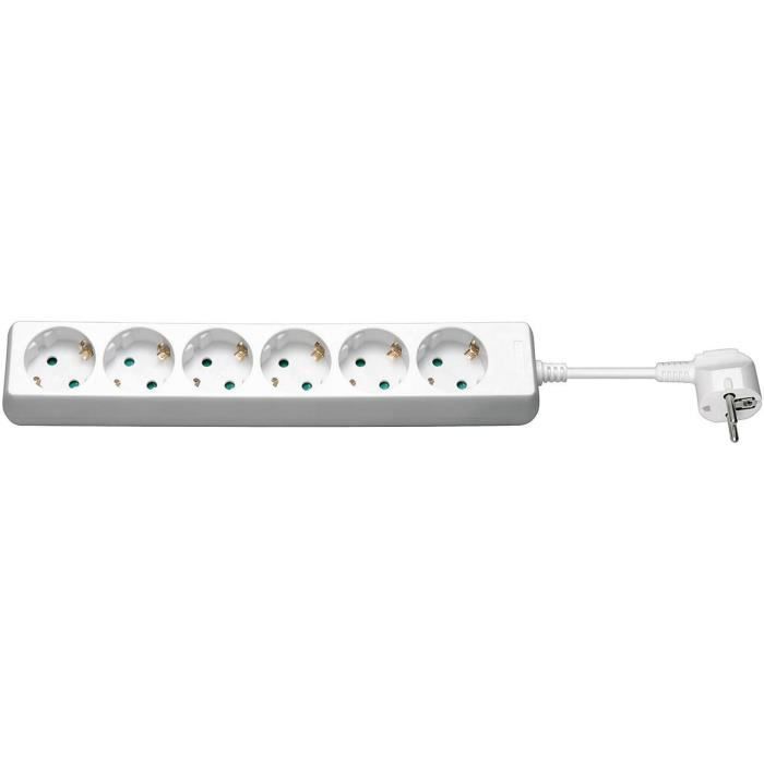 Tomada elétrica - micro connect - tomada schuko de 6 vias - branco - retang