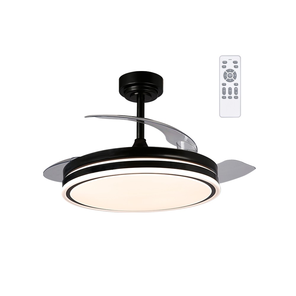 Ventoinha de teto retrátil com luz LED 72w preto pérola cct dim ø106cm