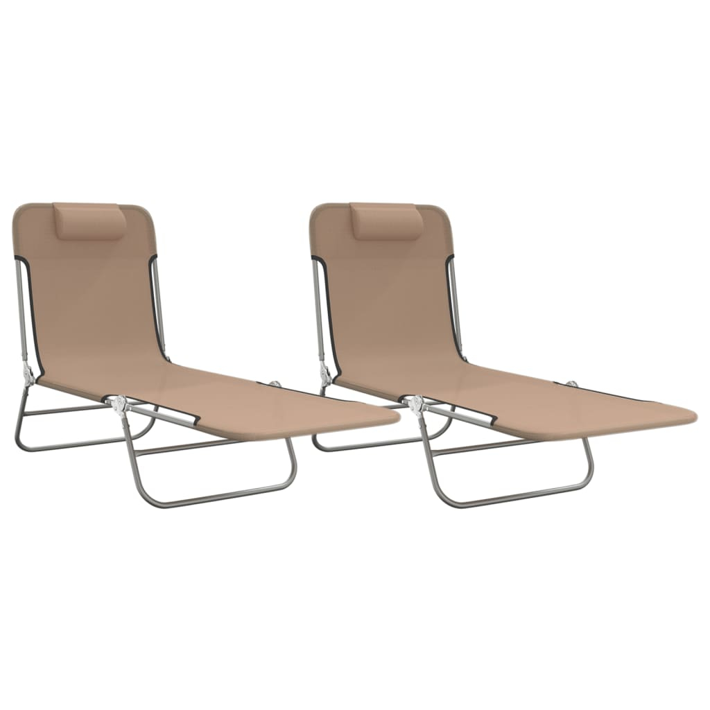 vidaXL tumbonas plegables 2 uds acero y textilene gris taupe