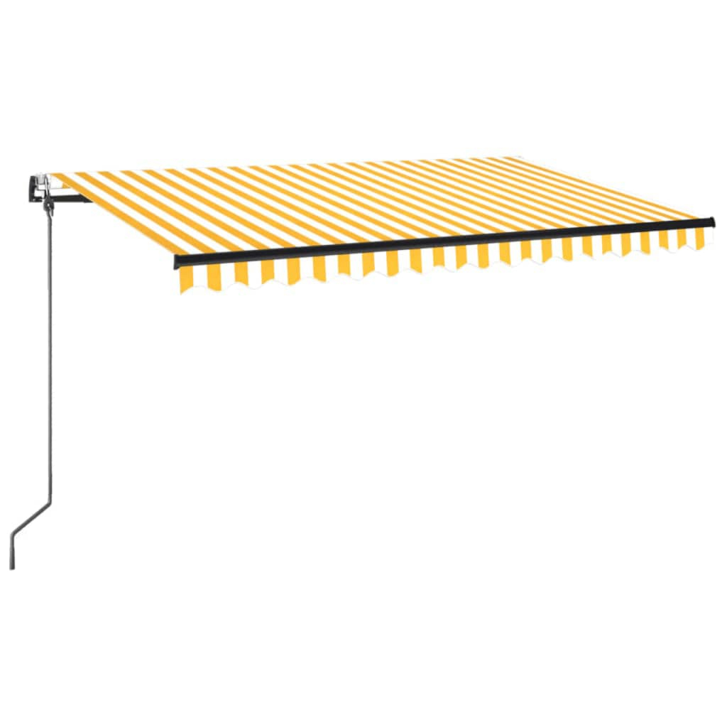 Toldo automático LED e sensor de vento 450x350cm amarelo/branco