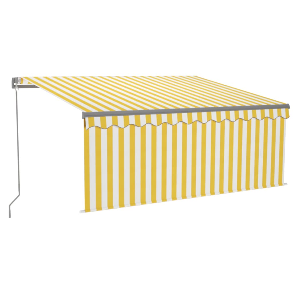 vidaXL toldo retráctil manual con persiana amarillo y blanco 3,5x2,5 m
