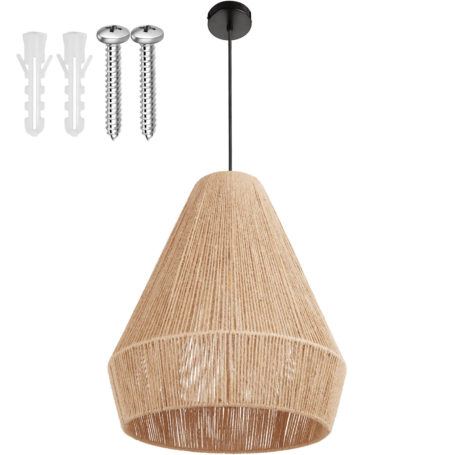 Candeeiro coLGante de yute en estilo boho, 40 w, 40,5 x 47 cm, natural