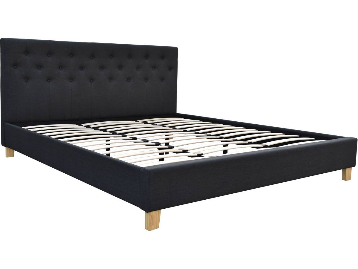 Cama "emmy" - 180 x 200 cm - cinza escuro -