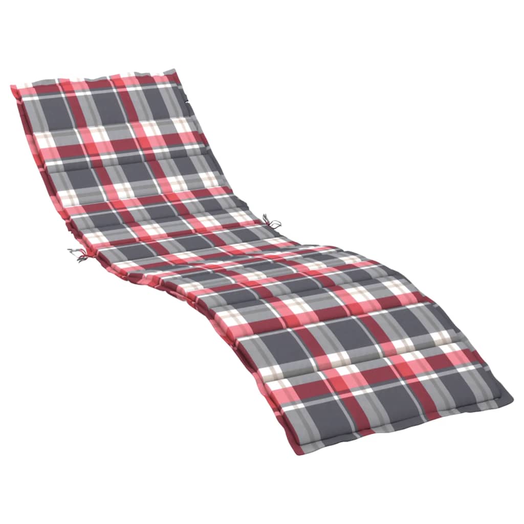 vidaXL cojín de tumbona de tela oxford a cuadros rojo 200x50x3 cm