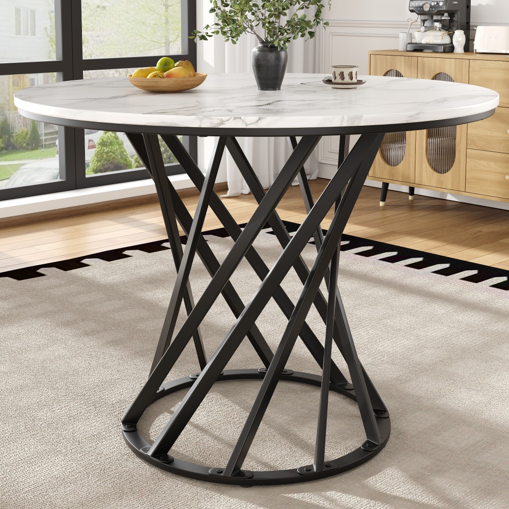Mesa de jantar redonda preta e branca 80x80x76cm