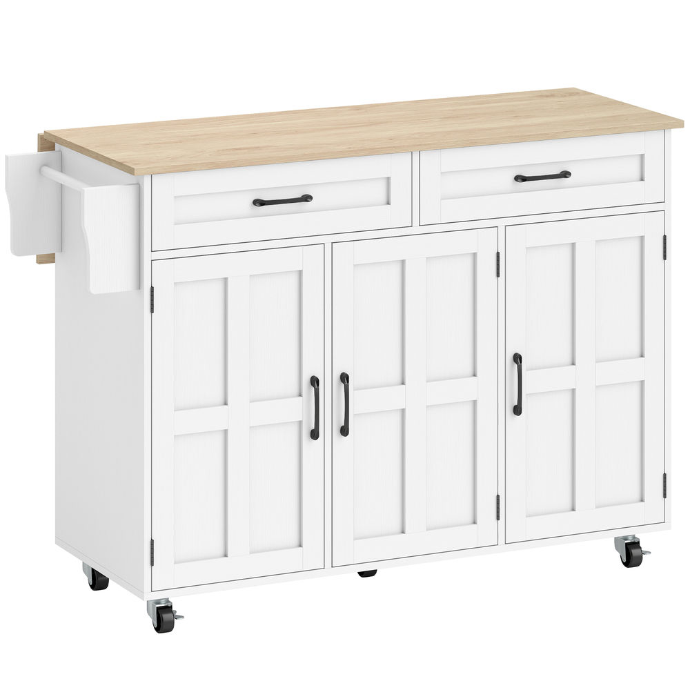 Ilha de cozinha 129x72x90,5 cm mdf color blanco Homcom, casa - cozinha