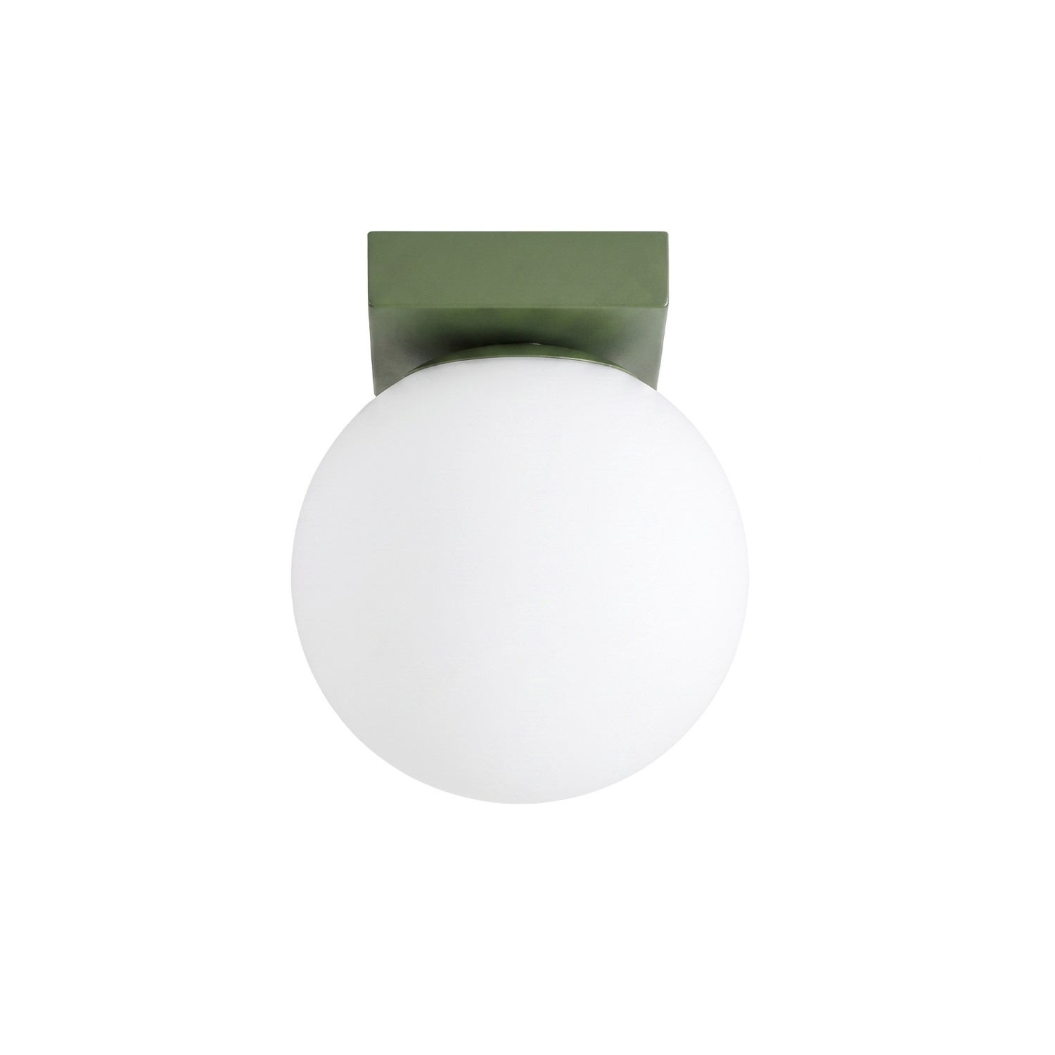 Plafons yoli 1 verde azeitona aço/vidro 12x14.5x12cm