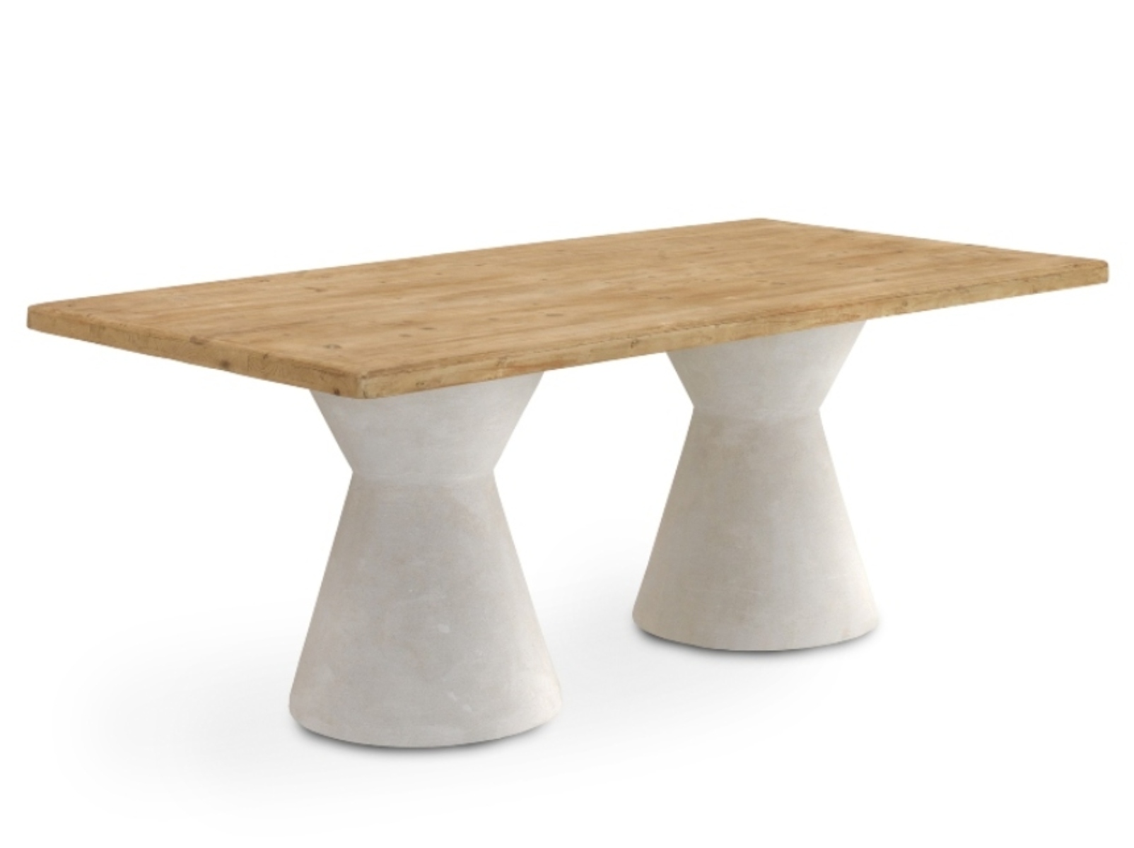Mesa de jantar retangular em madeira de abeto com base em pol, 200x100x76cm