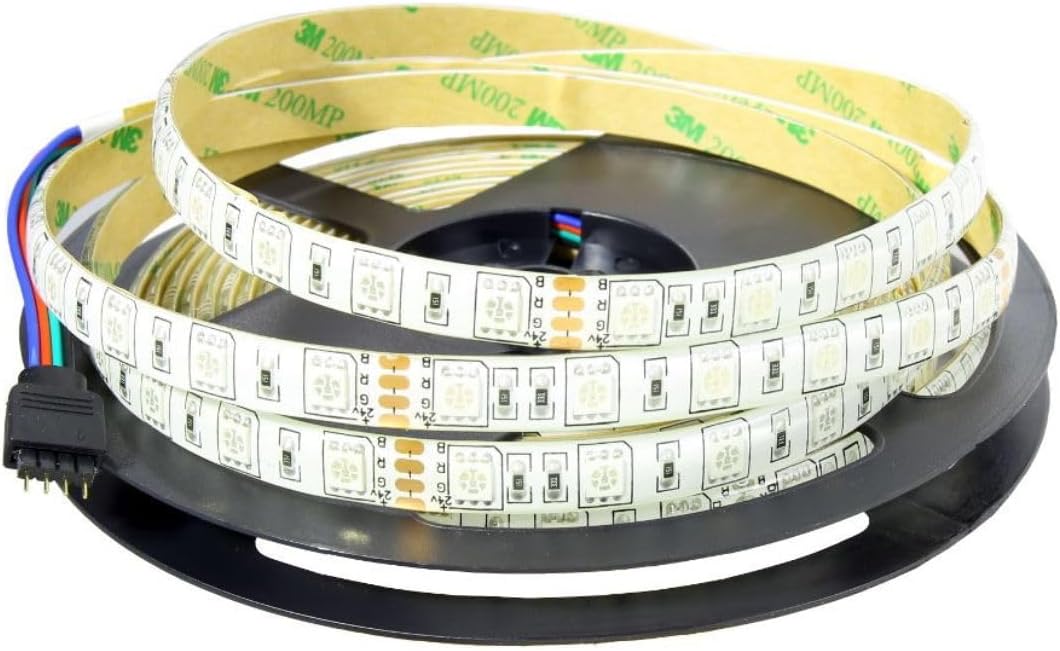 Faixa LED rgb 24v, exterior ip65, 60LED/m smd5050 adesivo 3m bobina 5m