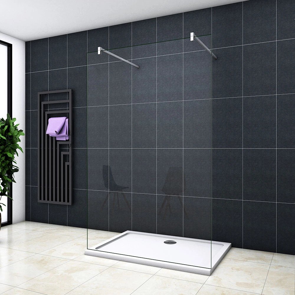 Painel de duche vidro anti-calcário 10mm 107x200cm,com duas barras 90cm