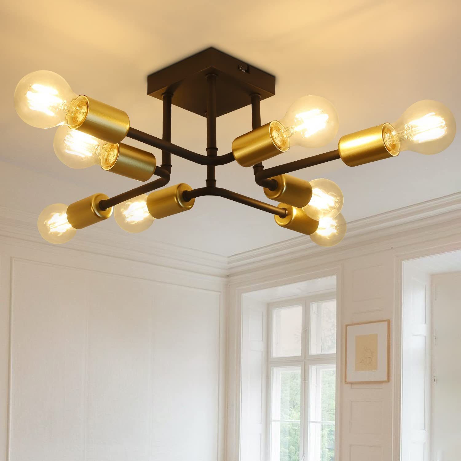 Luz de teto nettlife 48,5 * 48 * 16cm E27 lâmpada industrial de metal