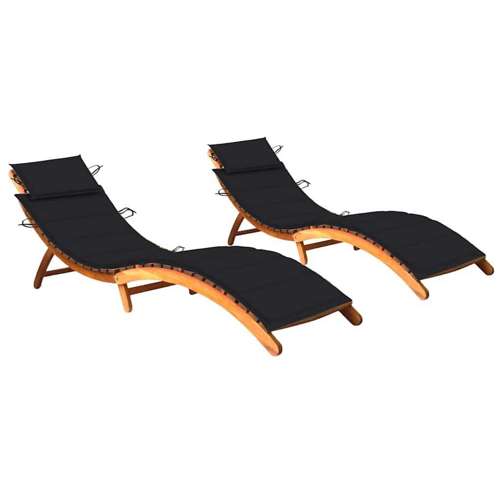 vidaXL tumbonas 2 unidades con cojines madera maciza de acacia