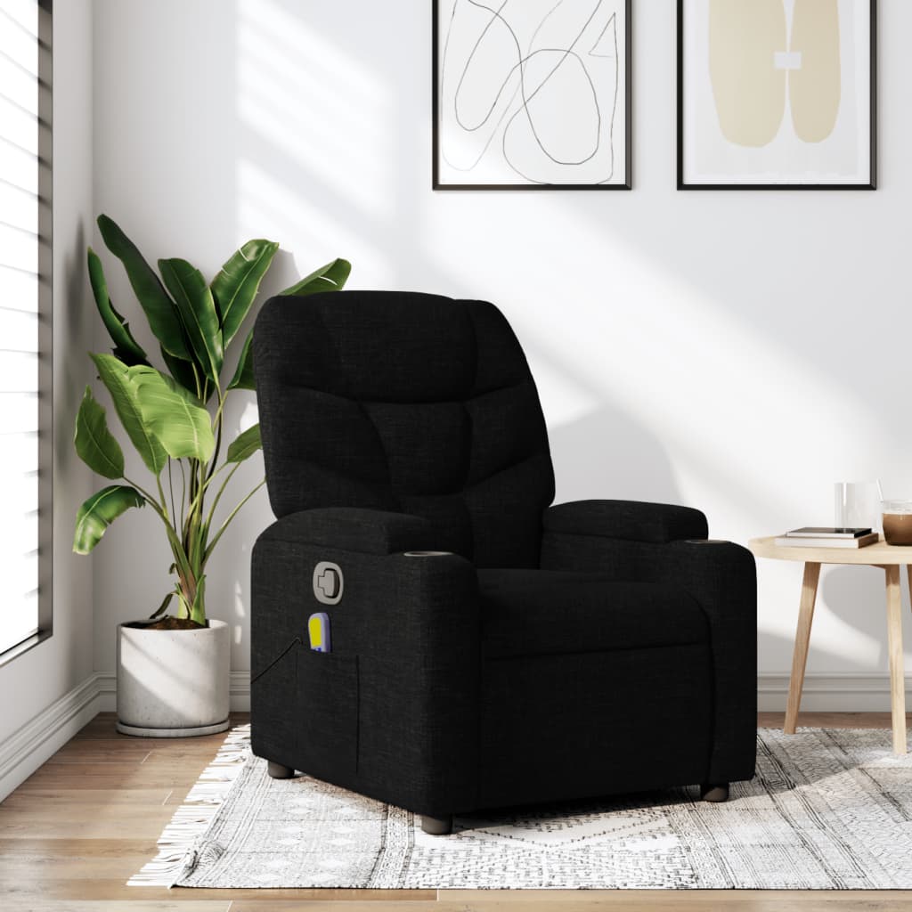 Poltrona de massagens reclinável tecido preto ewg1744