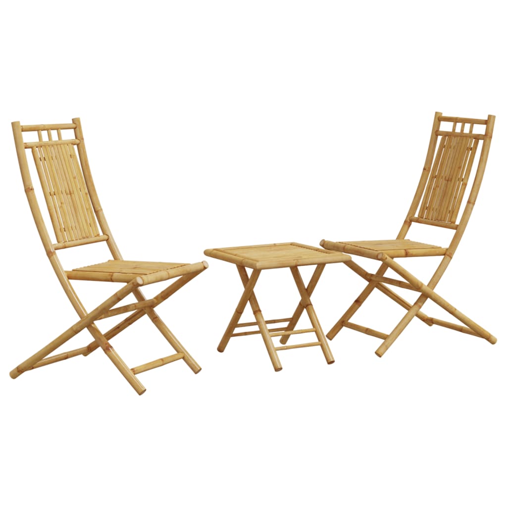 vidaXL juego de mesa y sillas de jardín 3 piezas bambú