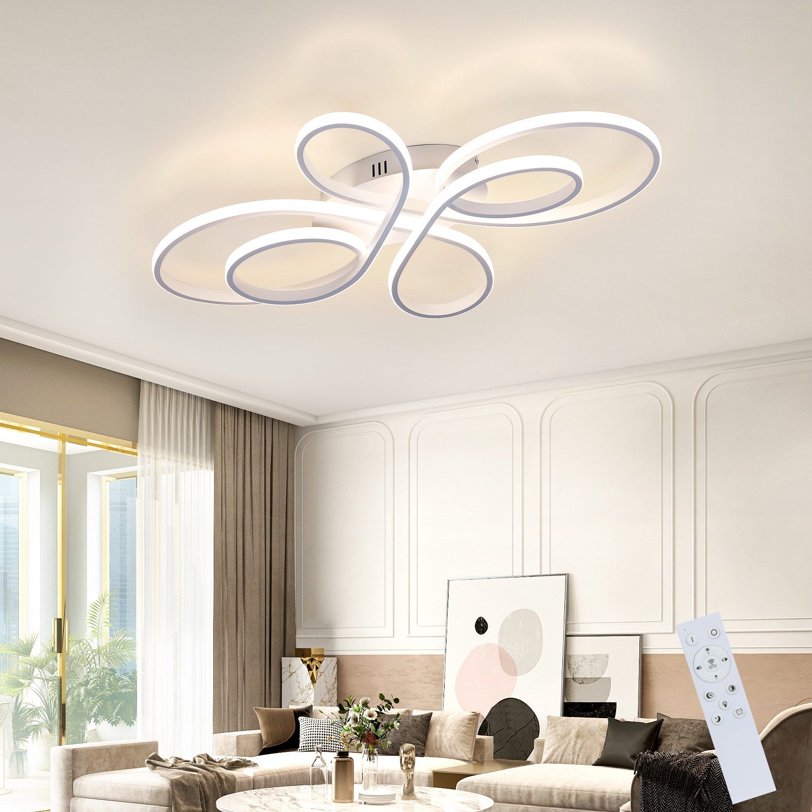 Nettlife regulável LED luz de teto 66 cm moderna branca 65 w lâmpada com