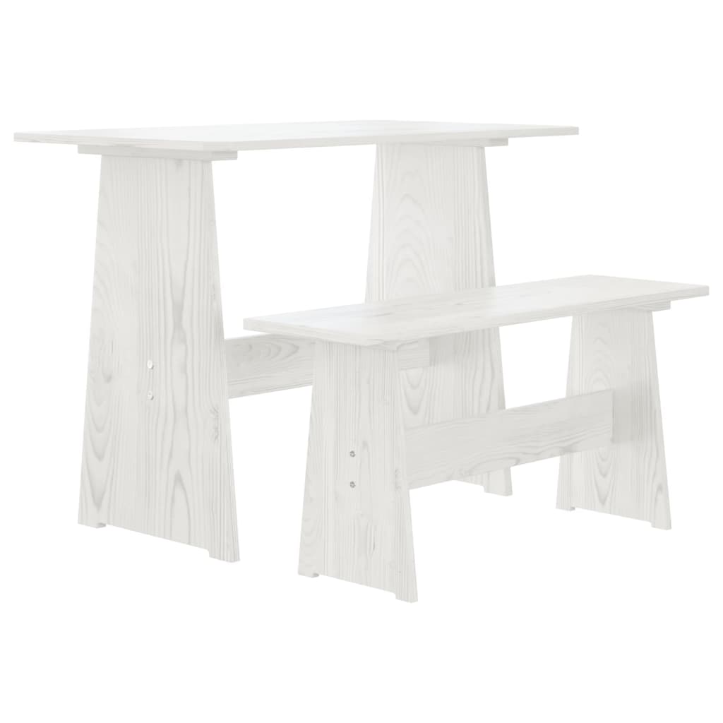 Mesa de jantar com banco reine pinho maciço branco