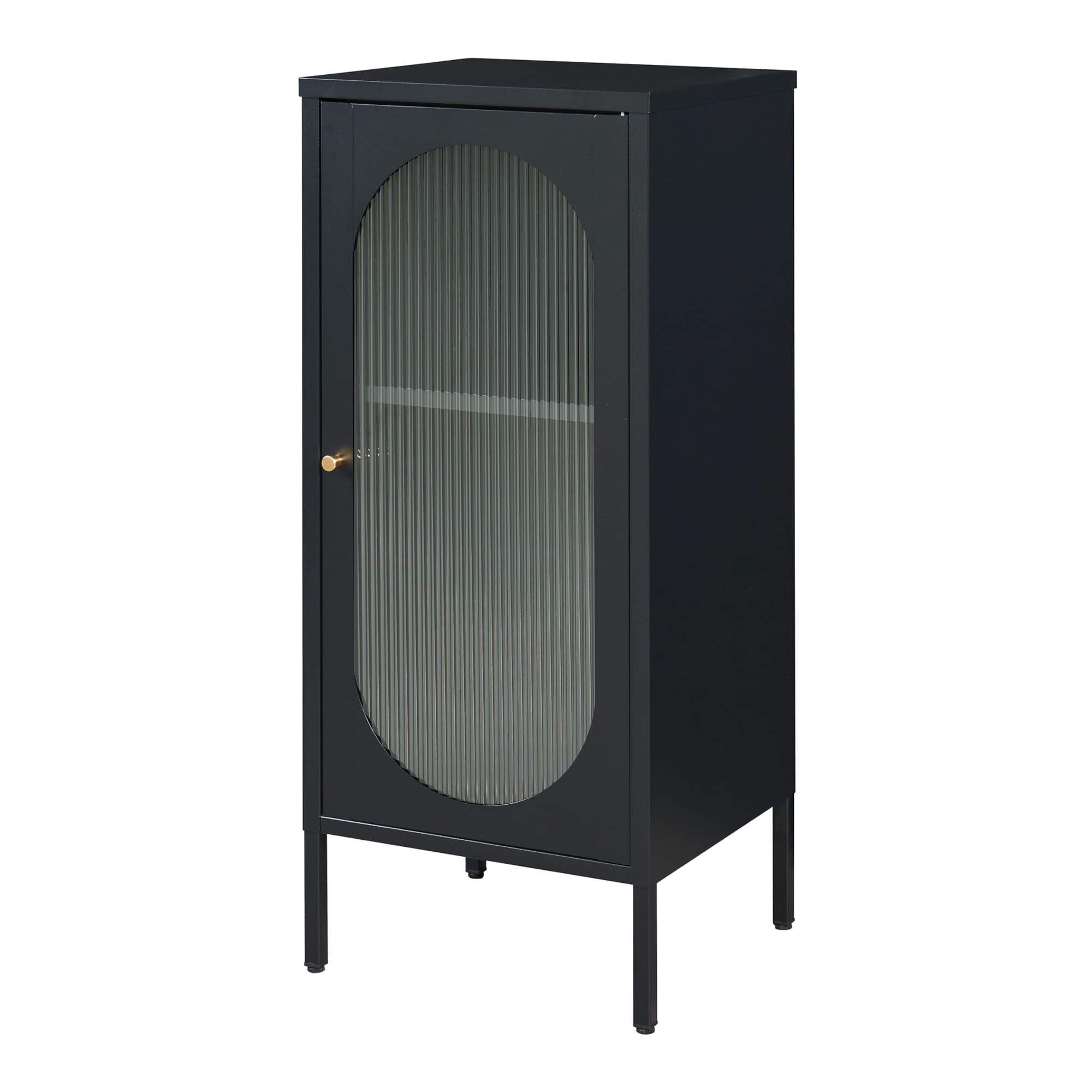 Aparador karlskrona aço/vidro 60x42,5x40 cm - preto mate [en.casa]