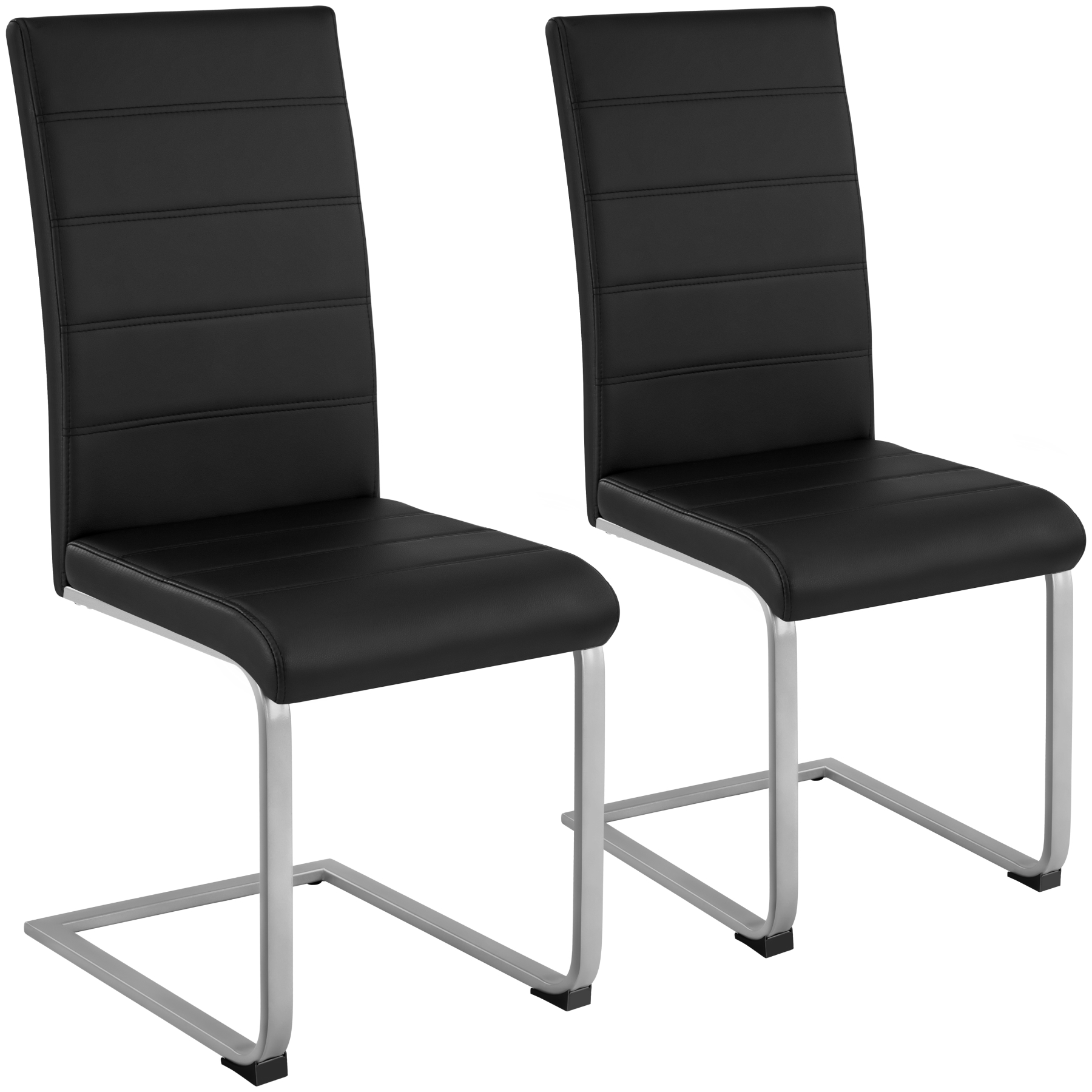 2 cadeiras de sala de jantar altas, forma de c, símil cuero preto