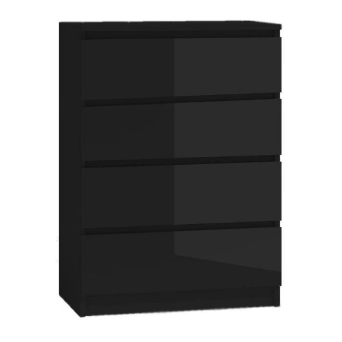 3e 3xe living.com - cómoda 4 gavetas - preto brilhante - 70x39x101 cm