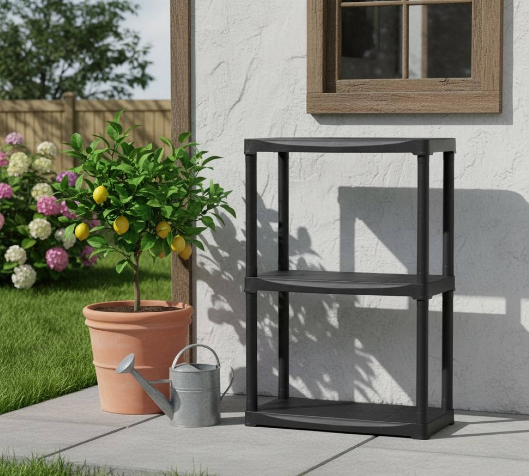 Scaffali edmonda, 2 vãos, em plástico preto antracite 60x30x90h cm