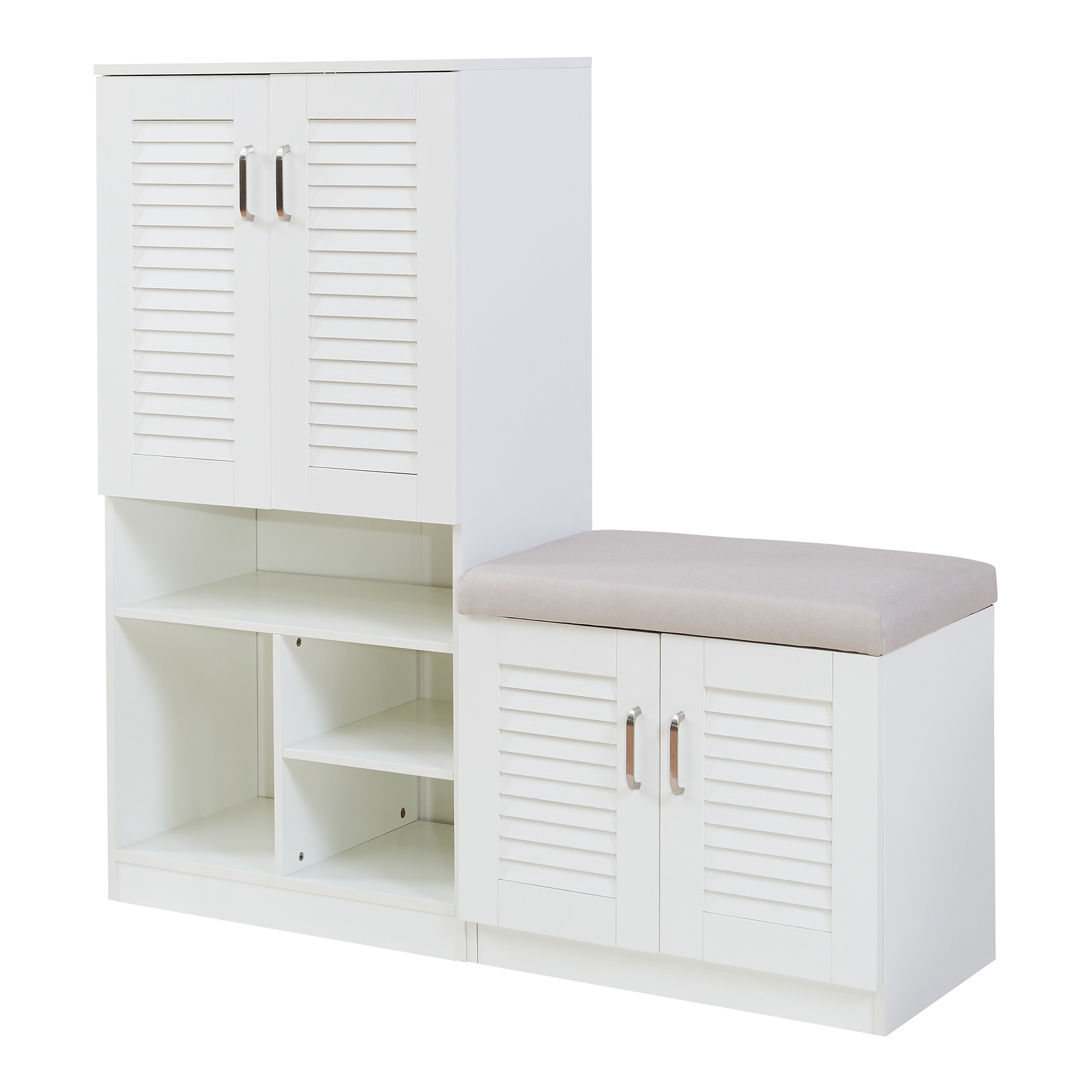 Sapateira løten 4 portas e 7 prateleiras 120x37x120cm branco [en.casa]