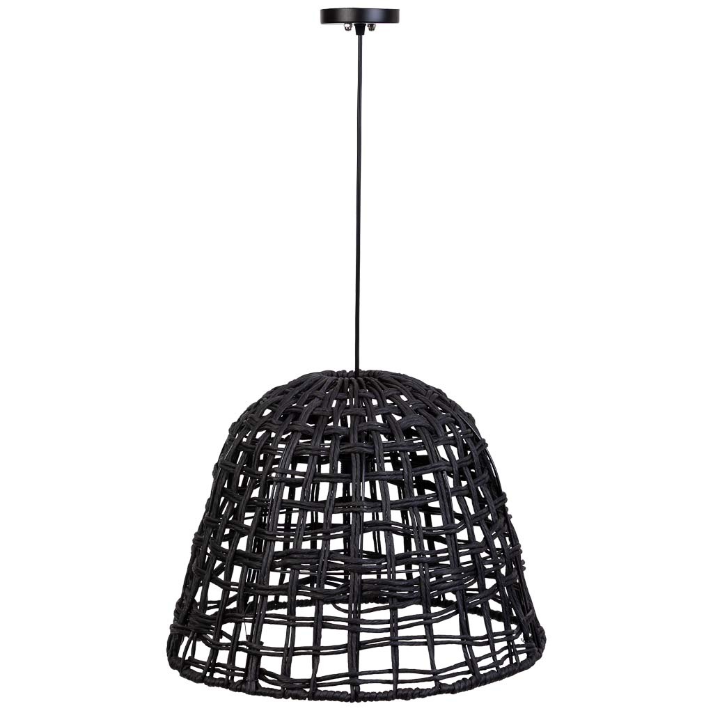 Candeeiro de teto em papel preto, d48,5x36h cm