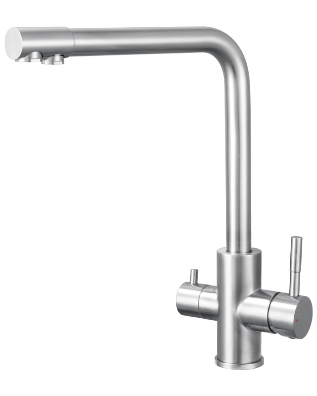 Torneira de cozinha em aço inox escovado - com filtro - 360° - 350 mm