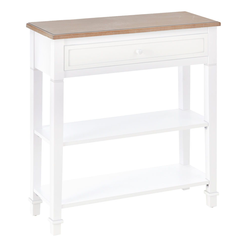 Mesa consola 75,6x27,5x80,5 cm madeira de pinho e mdf color blanco Homcom