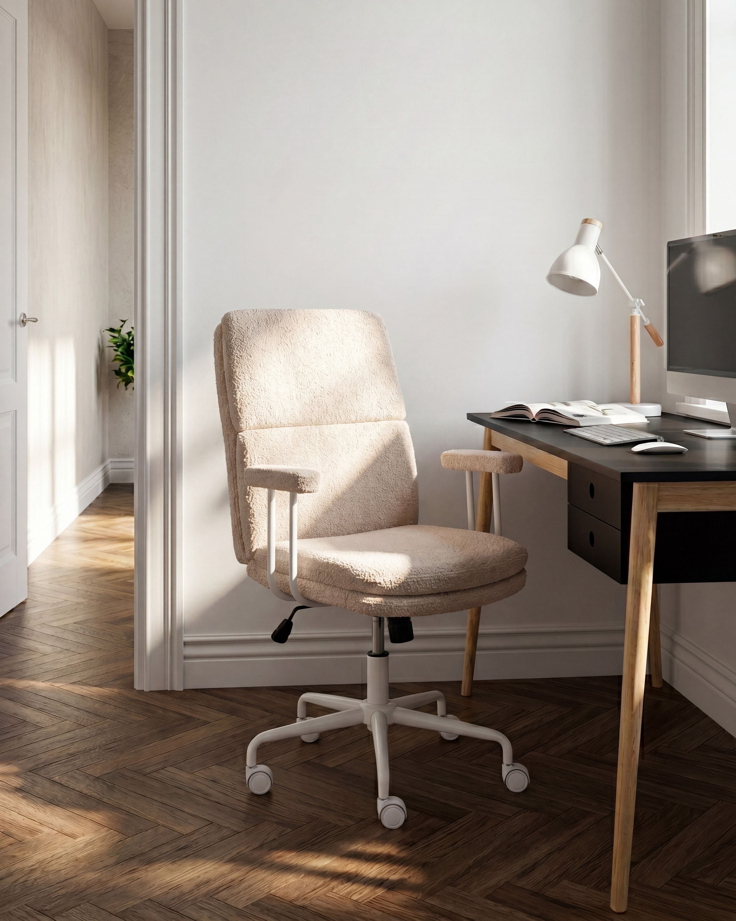Cadeira de escritório vero bouclé branco creme
