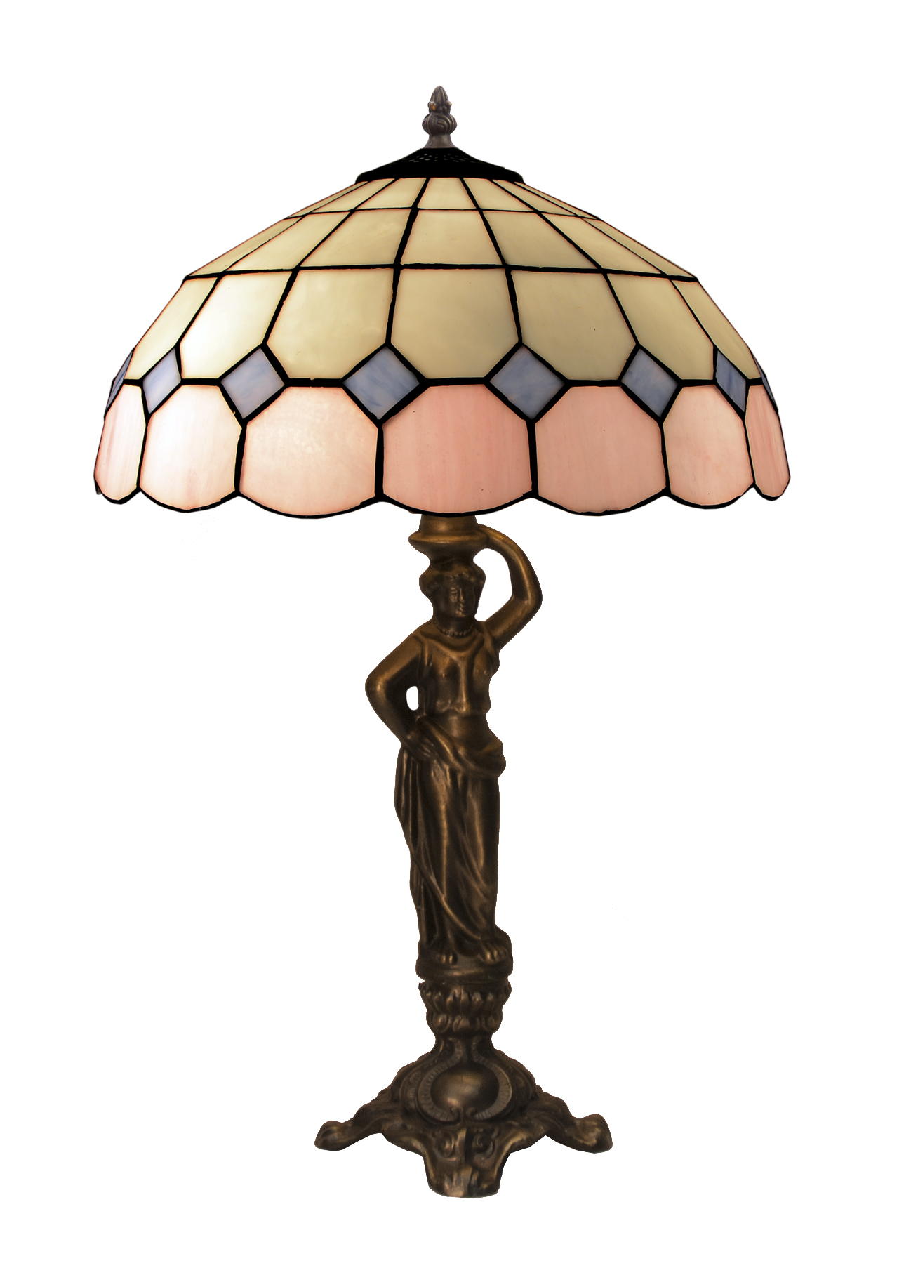 Abajur de mesa com base e cúpula estilo tiffany, 30 cm de ø, série rosa