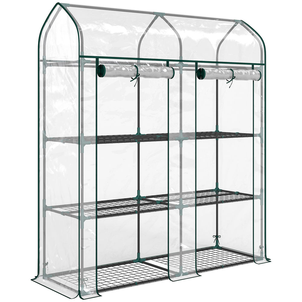 Estufa 143x46x165 cm aço, plástico transparente Outsunny