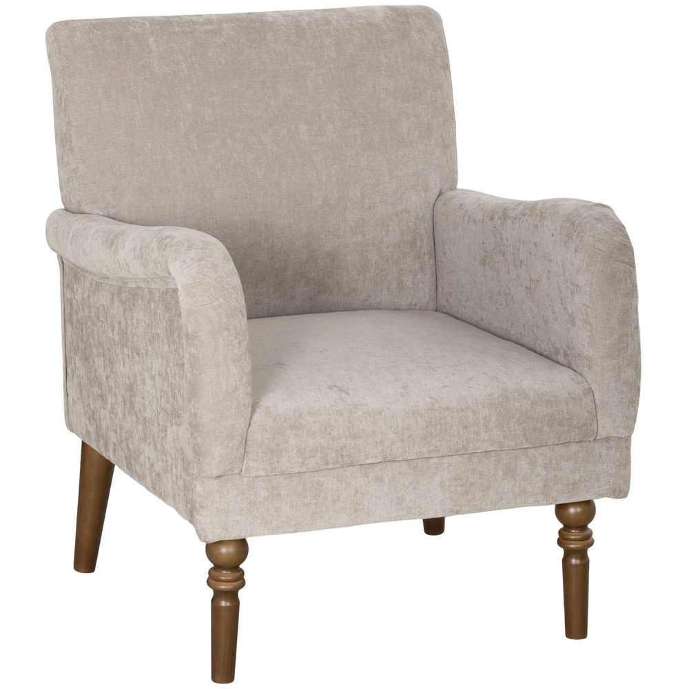 Poltrona relax 70x75x88 cm linho, madeira de seringueira color gris Homcom
