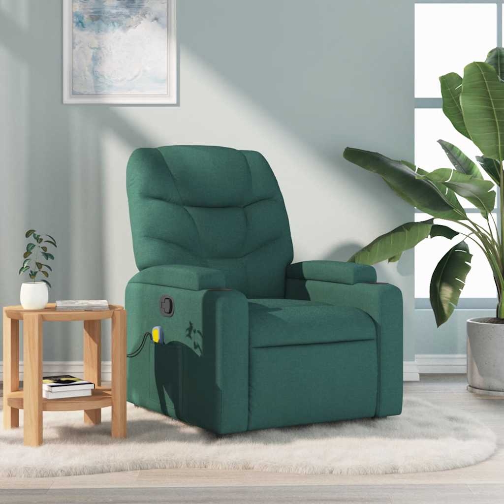 Poltrona de massagens reclinável tecido verde-escuro ewg2370