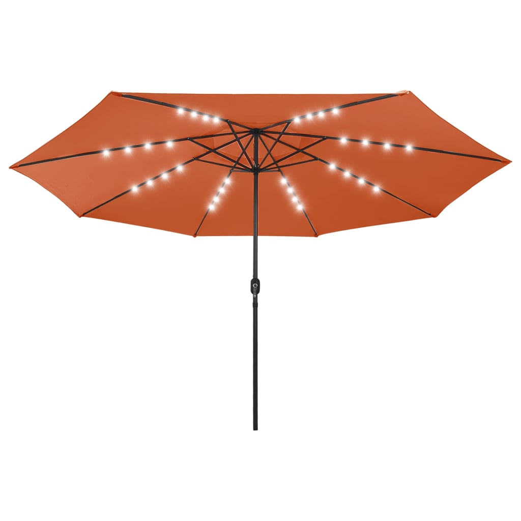 Guarda-sol de jardim com luzes LED 400 cm terracota wgo5637