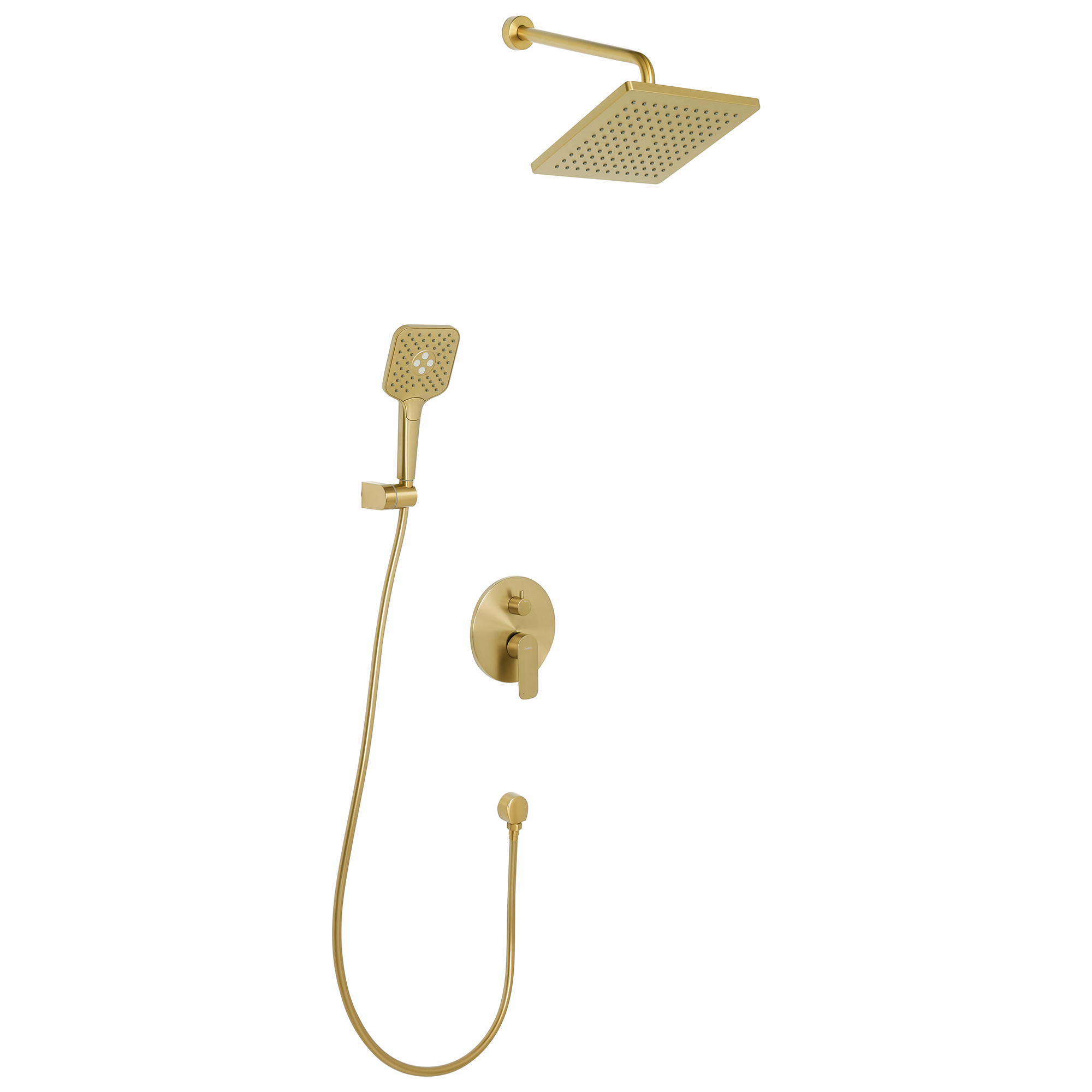 Conjunto de duche embutido com chuveiro de efeito chuva canaima dourado