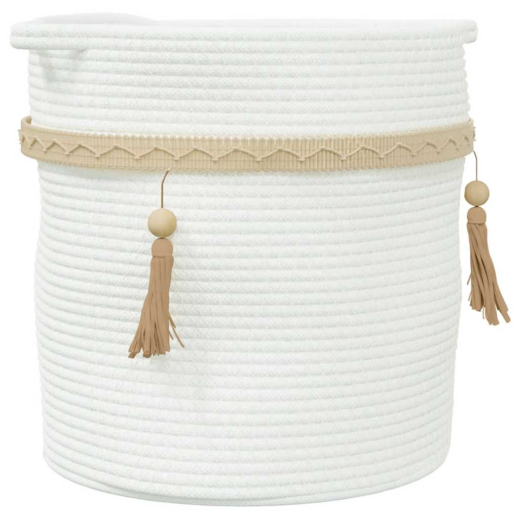 vidaXL cesta de almacenaje aLGodón blanco ø38x36 cm