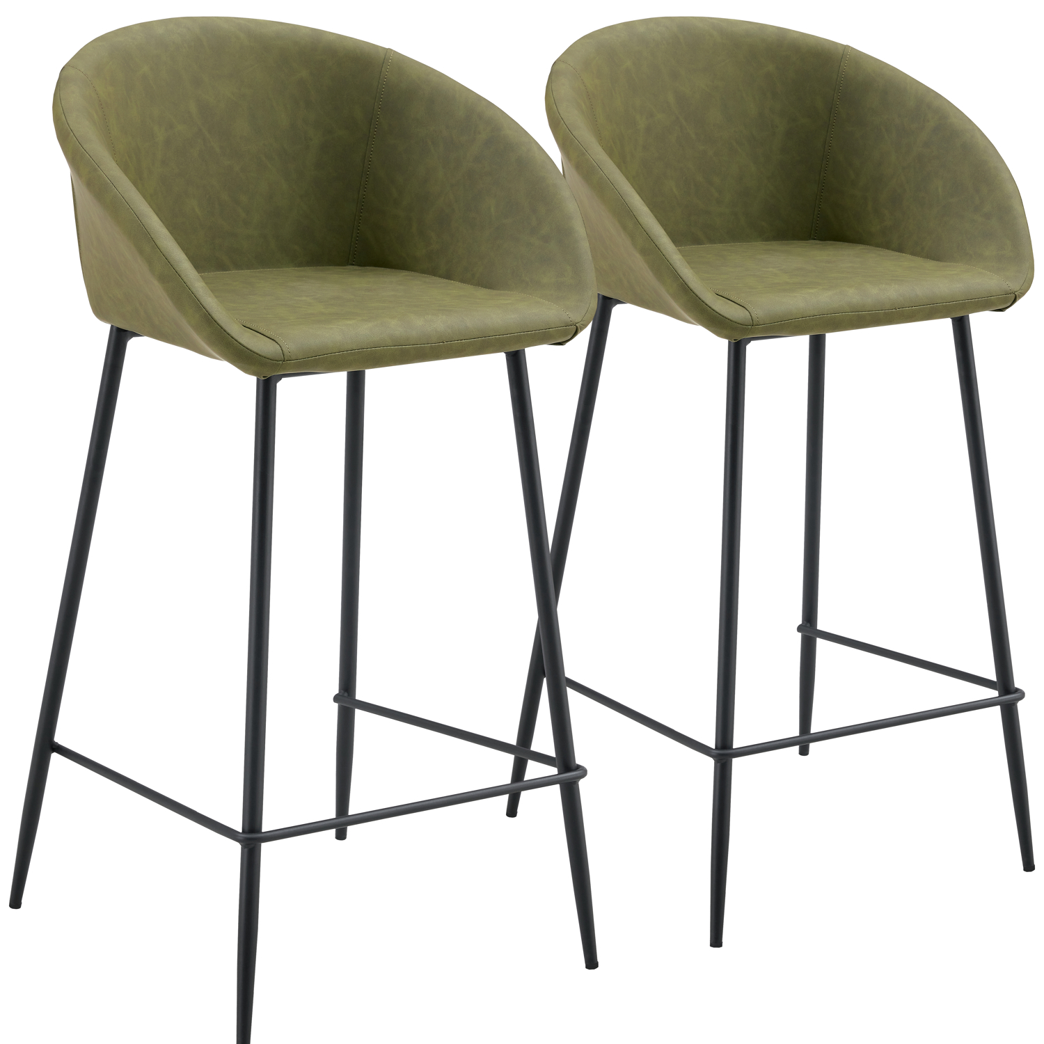 Conjunto de 2 bancos de bar em imitação de verde achille